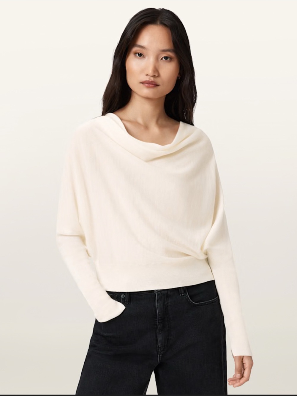 All saints Ridley Crop jumper  Chalk white Sweater.